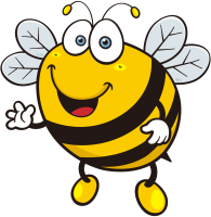 a smiling bumble bee